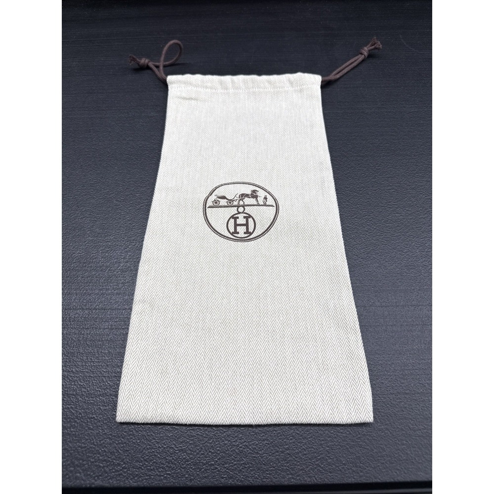 HERMES Drawstring Dust Bag Herringbone Pattern 14" Tall x 7 Wide (1670)